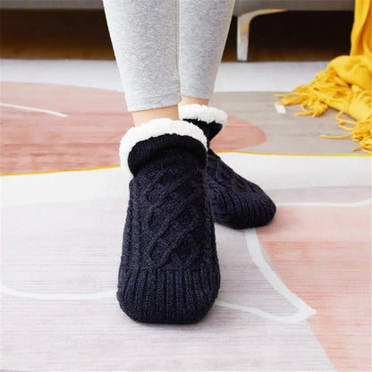 Plush Anti-Slip Floor Socks – Cozy, Thickened Flip-Flop Slippers for Warm Winter Comfort Indoors