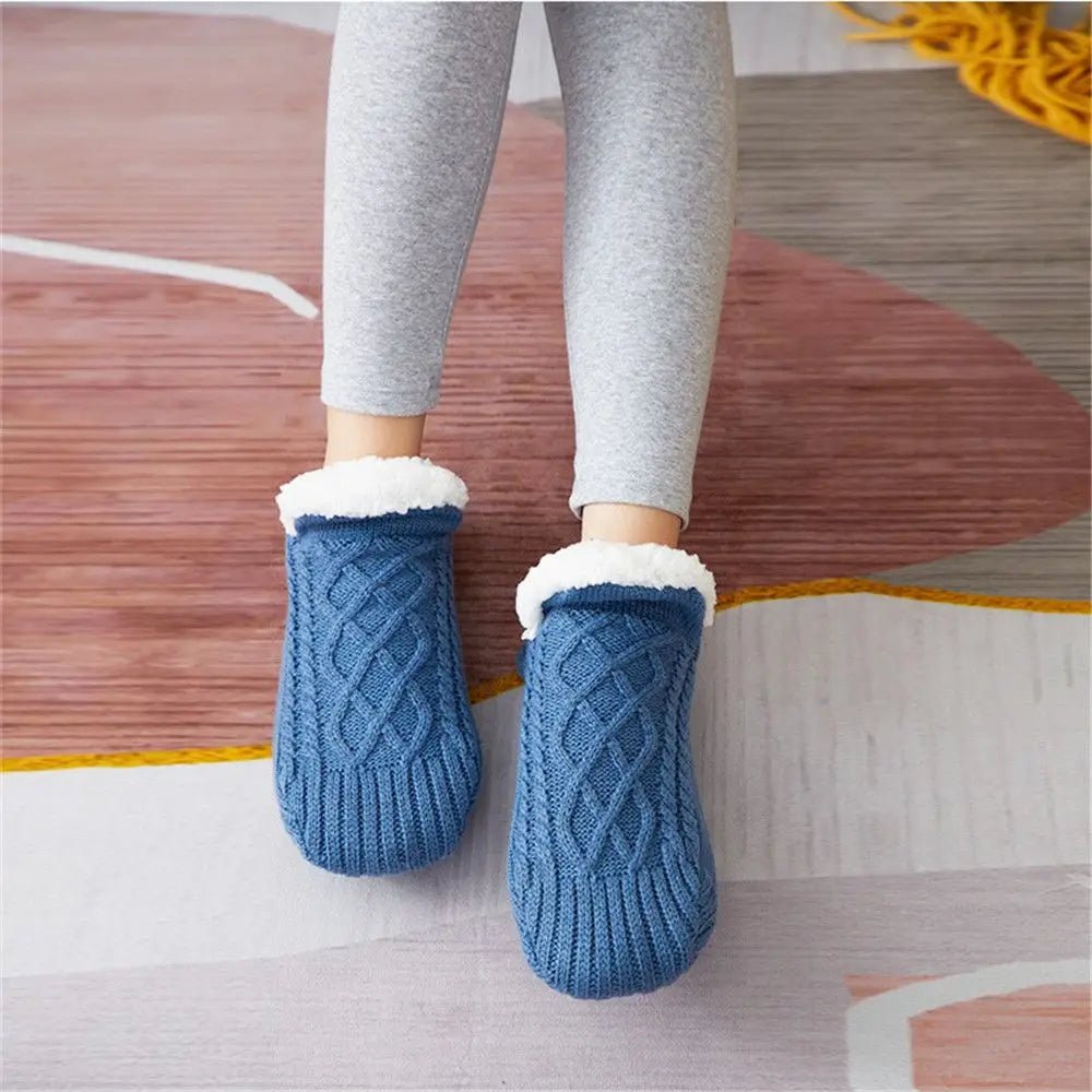 Plush Anti-Slip Floor Socks – Cozy, Thickened Flip-Flop Slippers for Warm Winter Comfort Indoors