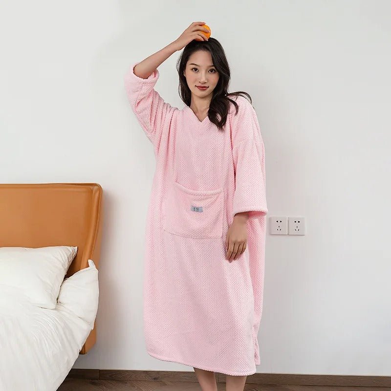 Plush Soft Robe - Bathroom Wearable Bathrobe Towel