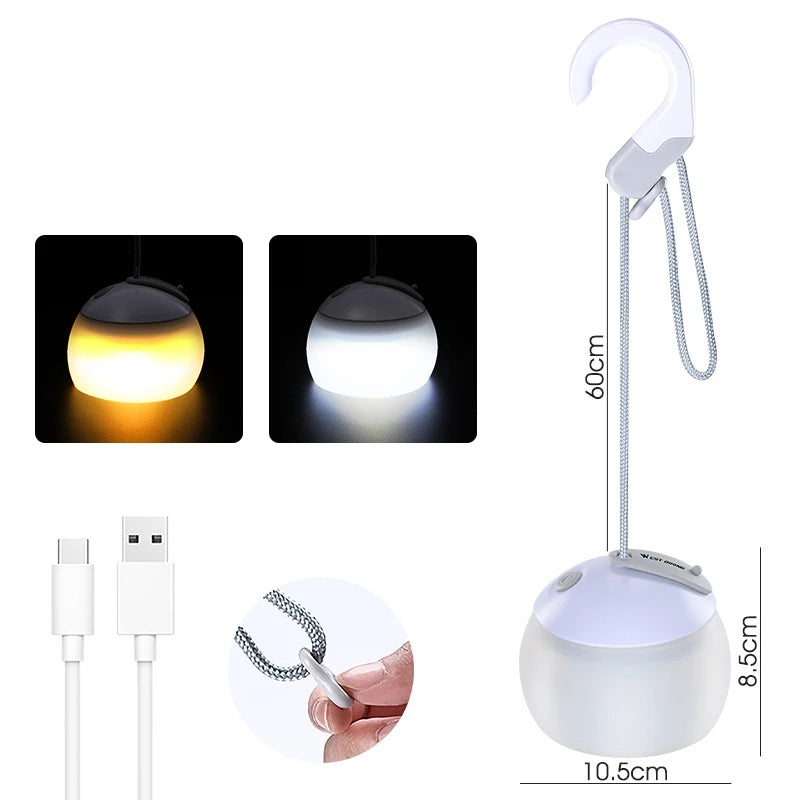 Portable Camping Tent Hanging Light – USB Rechargeable LED Lantern for Outdoor Adventures, Emergency Lighting, and Night Camps