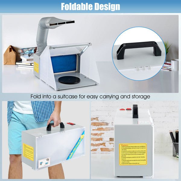 Portable Spray Booth and Airbrush Kit -  LED Light & Filter Hose for DIY Model Painting