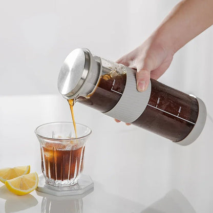 Portable Airtight Cold Brew Coffee Maker – 800ml Glass Pitcher for Iced Coffee & Tea