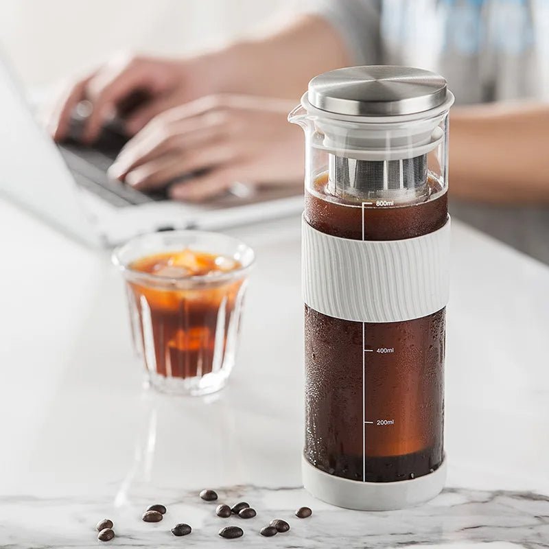 Portable Airtight Cold Brew Coffee Maker – 800ml Glass Pitcher for Iced Coffee & Tea