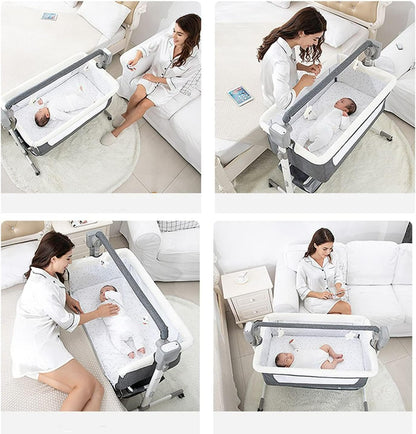Portable Electric Bassinet - Rolling Baby Bassinet with Remote-Controlled Rocking, Fold-Down Side and Bluetooth Sound