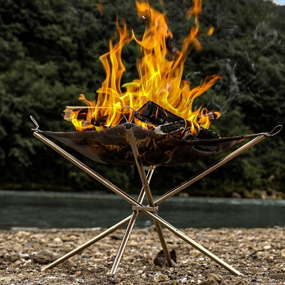 Portable Bonfire Rack - Campfire Stand Stainless Steel Foldable Fireproof Stand Wood Heater