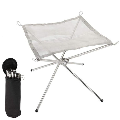 Portable Bonfire Rack - Campfire Stand Stainless Steel Foldable Fireproof Stand Wood Heater