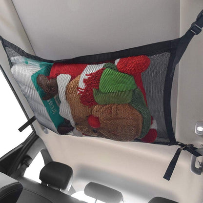 Portable Car Ceiling Space Saver Storage Net -  Double-Layer Mesh Storage Organizer with Adjustable Strap