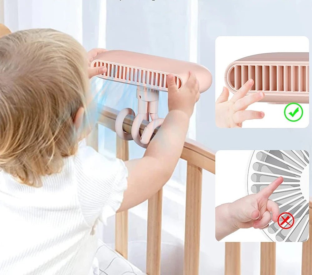 Portable Electric Clip-On Stroller Fan – Flexible Tripod, 4-Speed Clip-On Cooling for Car Seats, Cribs, Bikes & Treadmills