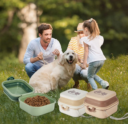 Portable Folding Double Pet Bowls – Travel-Friendly Pet Feeder for Food & Water On-the-Go