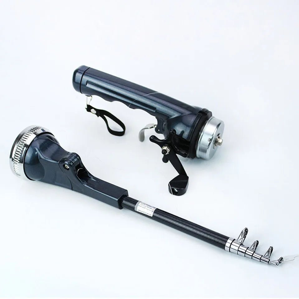 Portable Folding Telescopic Fishing Rod Stainless Steel - Built-in Fishing Reel 80m Line Travel Portable Lure