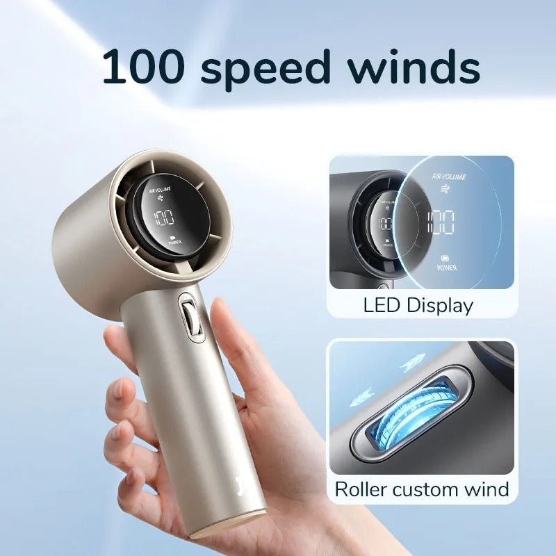 Portable Handheld Fan - Rechargeable Electric Pocket Fan with Base & Lanyard