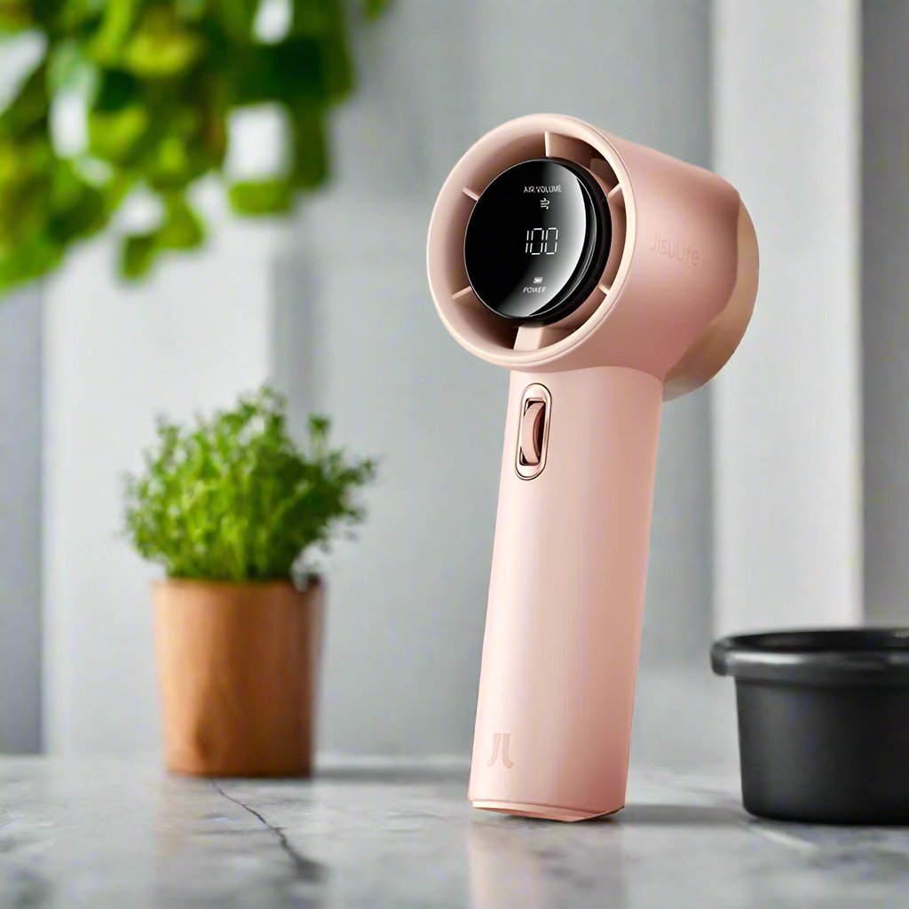 Portable Handheld Fan - Rechargeable Electric Pocket Fan with Base & Lanyard
