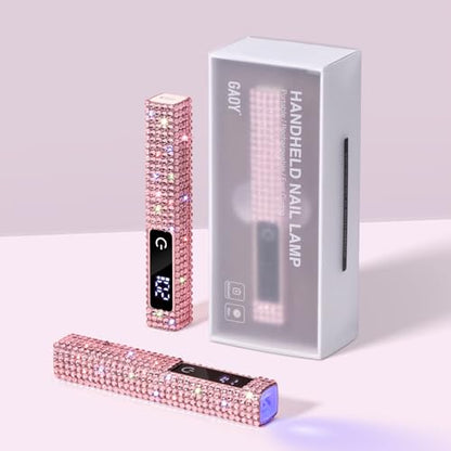 Portable Handheld UV LED Nail Lamp with Rhinestones – Rechargeable Nail Dryer for Perfect Manicures, Featuring Diamond Nail Art & Quick Curing Power