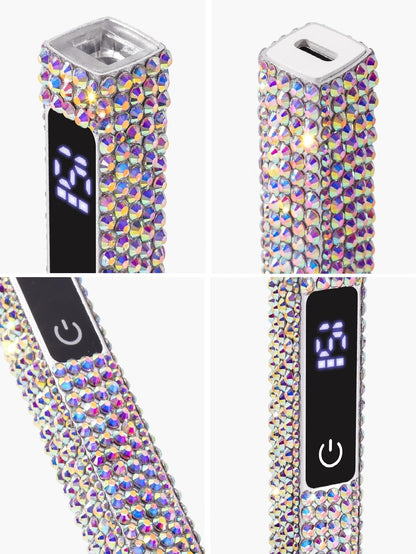 Portable Handheld UV LED Nail Lamp with Rhinestones – Rechargeable Nail Dryer for Perfect Manicures, Featuring Diamond Nail Art & Quick Curing Power