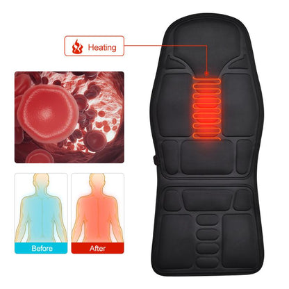 Portable Heated Vibrating Back Massager - Massage Chair Pad for Home Office Car Use