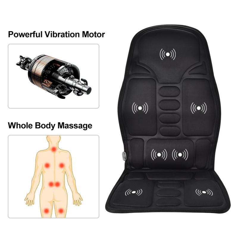 Portable Heated Vibrating Back Massager - Massage Chair Pad for Home Office Car Use