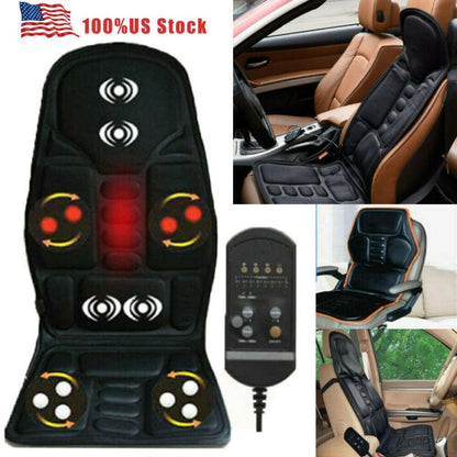Portable Heated Vibrating Back Massager - Massage Chair Pad for Home Office Car Use