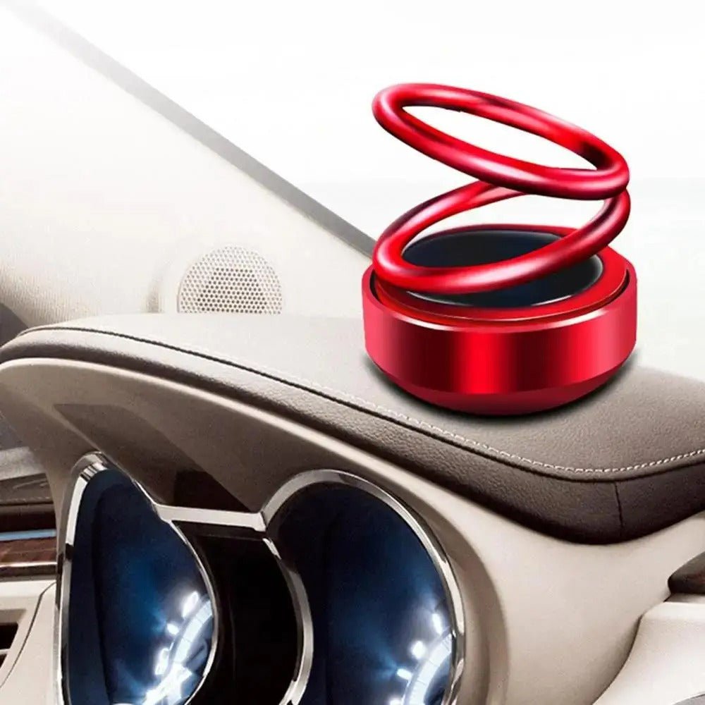 Solar Rotating Car Air Freshener - Double Ring Aromatherapy Diffuser for Car, Living Room, Bathroom