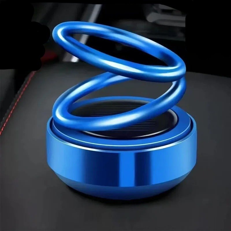 Solar Rotating Car Air Freshener - Double Ring Aromatherapy Diffuser for Car, Living Room, Bathroom