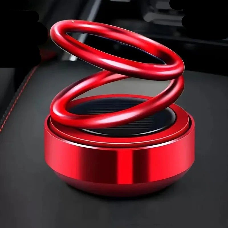 Solar Rotating Car Air Freshener - Double Ring Aromatherapy Diffuser for Car, Living Room, Bathroom