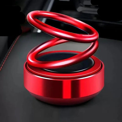 Solar Rotating Car Air Freshener - Double Ring Aromatherapy Diffuser for Car, Living Room, Bathroom