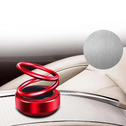 Solar Rotating Car Air Freshener - Double Ring Aromatherapy Diffuser for Car, Living Room, Bathroom