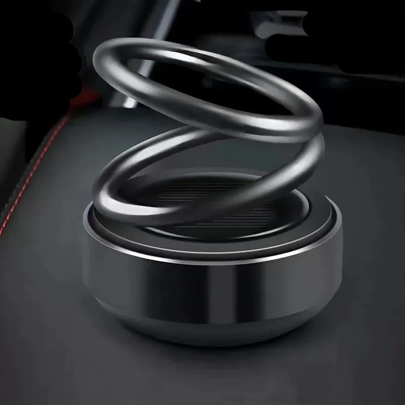 Solar Rotating Car Air Freshener - Double Ring Aromatherapy Diffuser for Car, Living Room, Bathroom