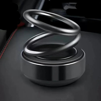 Solar Rotating Car Air Freshener - Double Ring Aromatherapy Diffuser for Car, Living Room, Bathroom