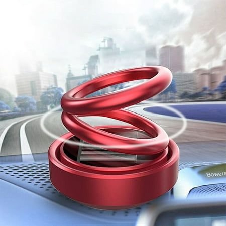 Solar Rotating Car Air Freshener - Double Ring Aromatherapy Diffuser for Car, Living Room, Bathroom