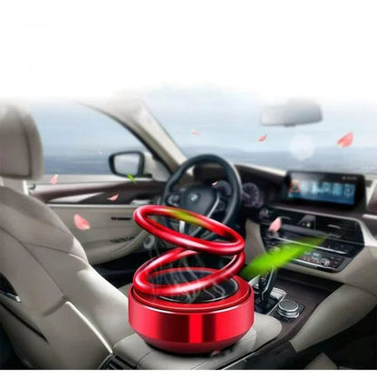 Solar Rotating Car Air Freshener - Double Ring Aromatherapy Diffuser for Car, Living Room, Bathroom