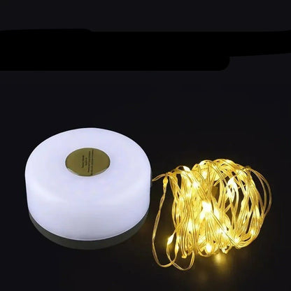 Portable LED Camping String Light - 8m Outdoor Atmosphere Tent Light with 1800mAh Rechargeable Battery