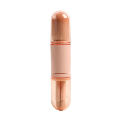 Portable Makeup Brush Set – 4-in-1 Retractable Kabuki Brush with 3 Soft, Compact Eye Brushes for Effortless Touch-Ups Anywhere