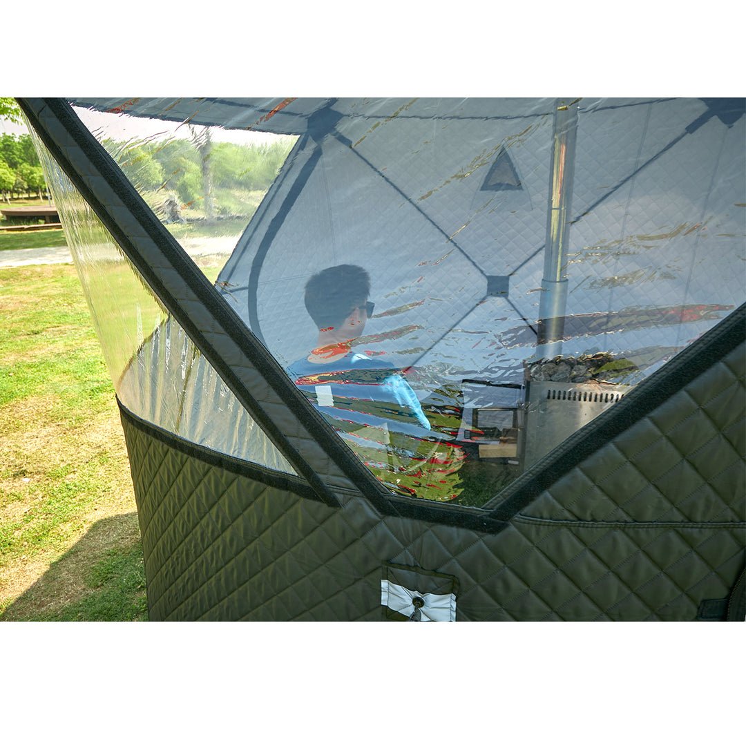 Portable Outdoor Sauna Tent, Stove-Ready - Insulated Pop-Up Ice Fishing Shelter, Snow Proof Windproof Winter Cold Weather Tent (Stove Sold Separately)