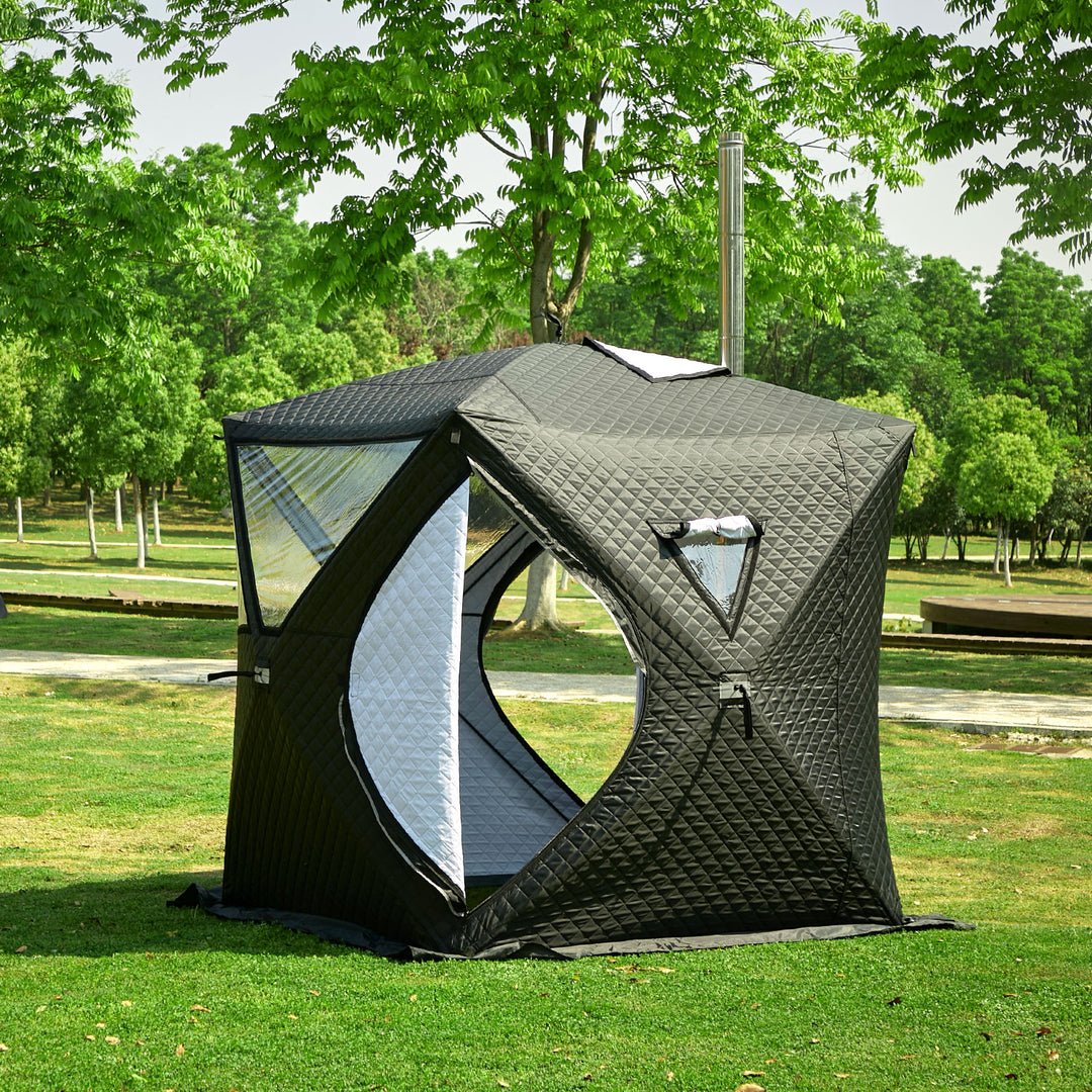 Portable Outdoor Sauna Tent, Stove-Ready - Insulated Pop-Up Ice Fishing Shelter, Snow Proof Windproof Winter Cold Weather Tent (Stove Sold Separately)