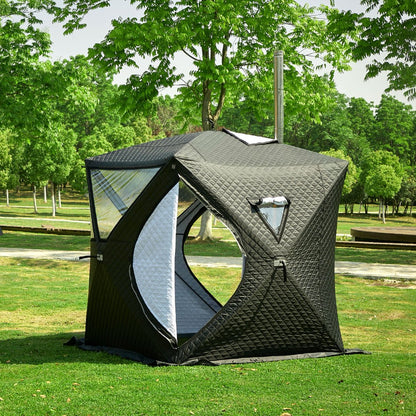 Portable Outdoor Sauna Tent, Stove-Ready - Insulated Pop-Up Ice Fishing Shelter, Snow Proof Windproof Winter Cold Weather Tent (Stove Sold Separately)