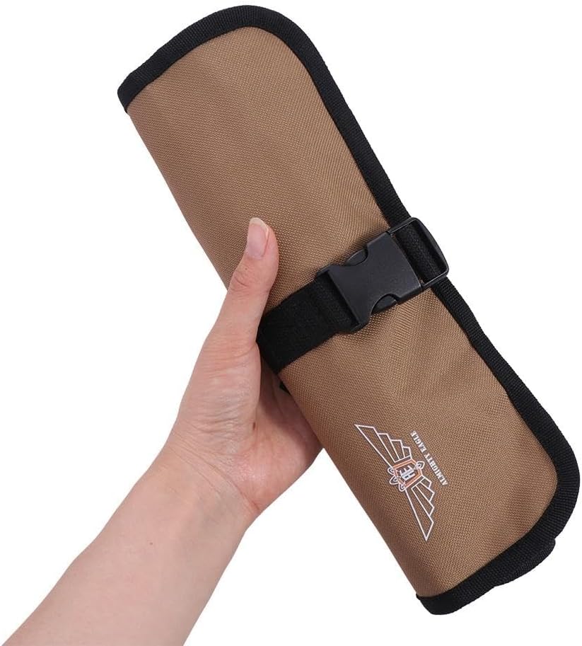 Tool Roll Bag – Roll-Up Oxford Cloth Wrench Organizer, 8 Pockets, Buckle Strap