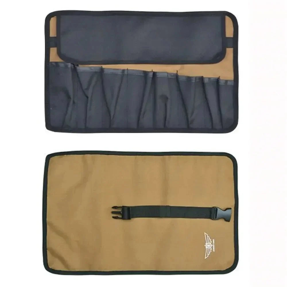 Tool Roll Bag – Roll-Up Oxford Cloth Wrench Organizer, 8 Pockets, Buckle Strap