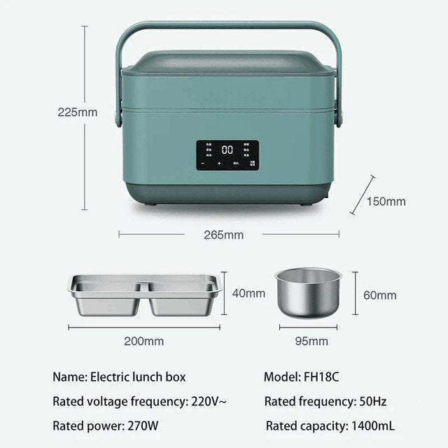 Portable Plug-in Heating Insulated Electric Lunch Box - Multifunctional Plug-in Self Heating Lunch Box