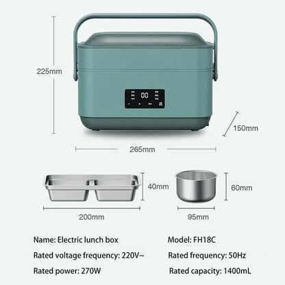 Portable Plug-in Heating Insulated Electric Lunch Box - Multifunctional Plug-in Self Heating Lunch Box