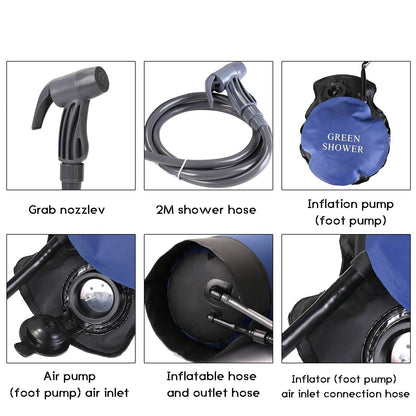 Portable Pressure Shower - Pressure Foot Pump and Shower Nozzle for Outdoor Activities