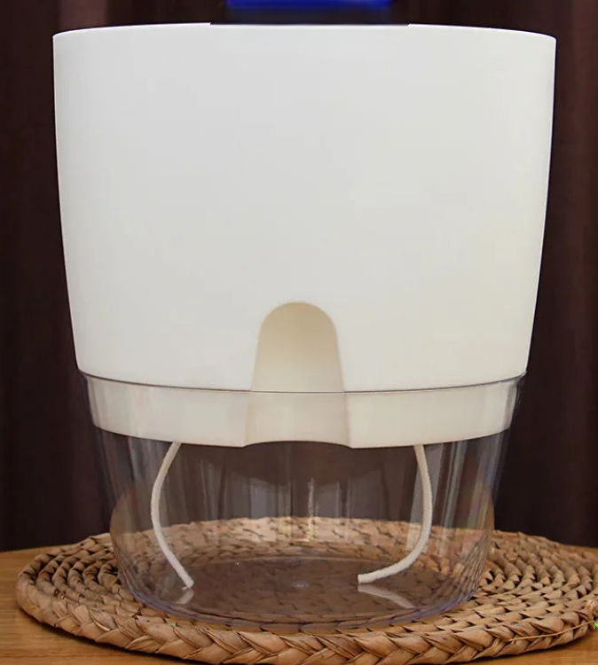Self-Watering Transparent Planter – Dual-Layer Flower Pot with Cotton Rope Irrigation
