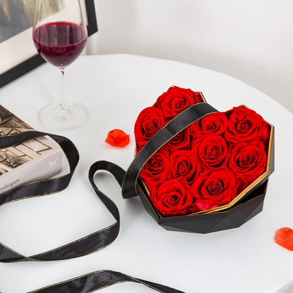 Preserved Flowers Heart Shape Box - Heart Shaped Transparent Acrylic Flower Box Perfect for Valentine's Day