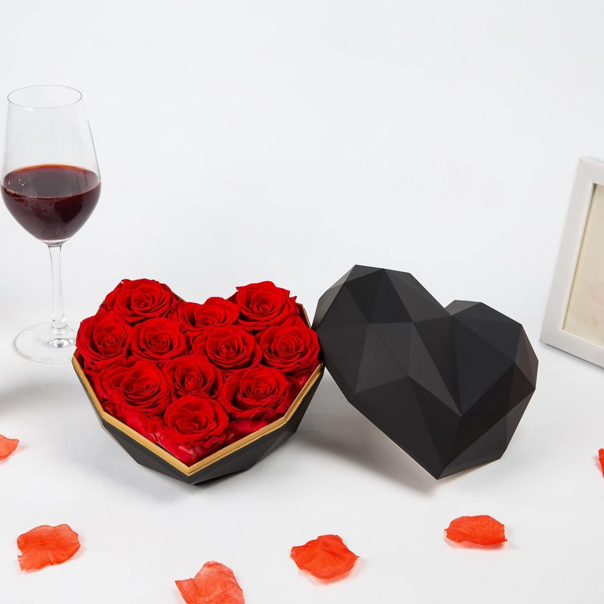 Preserved Flowers Heart Shape Box - Heart Shaped Transparent Acrylic Flower Box Perfect for Valentine's Day