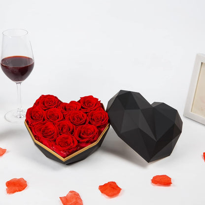 Preserved Flowers Heart Shape Box - Heart Shaped Transparent Acrylic Flower Box Perfect for Valentine's Day