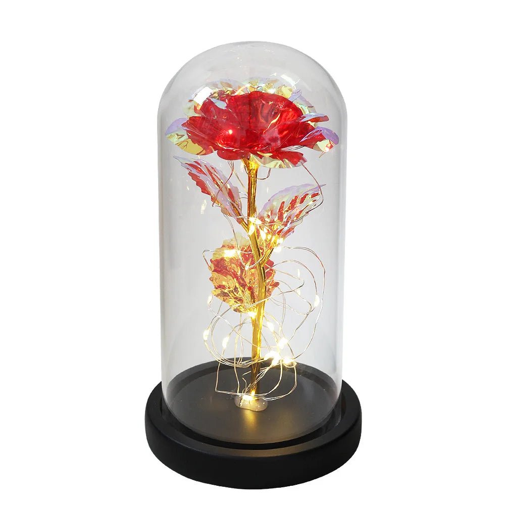 Preserved Rose in Glass Dome – LED Beauty & The Beast Flower for Romantic Gifts & Elegant Home Décor