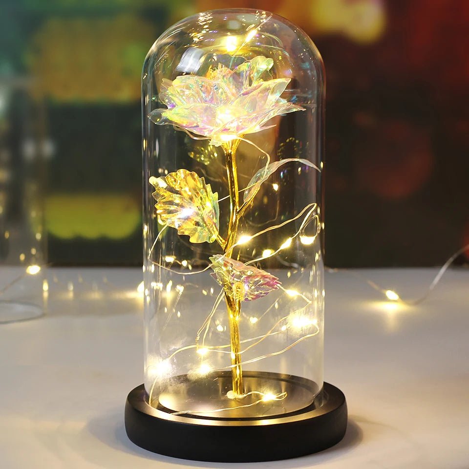 Preserved Rose in Glass Dome – LED Beauty & The Beast Flower for Romantic Gifts & Elegant Home Décor