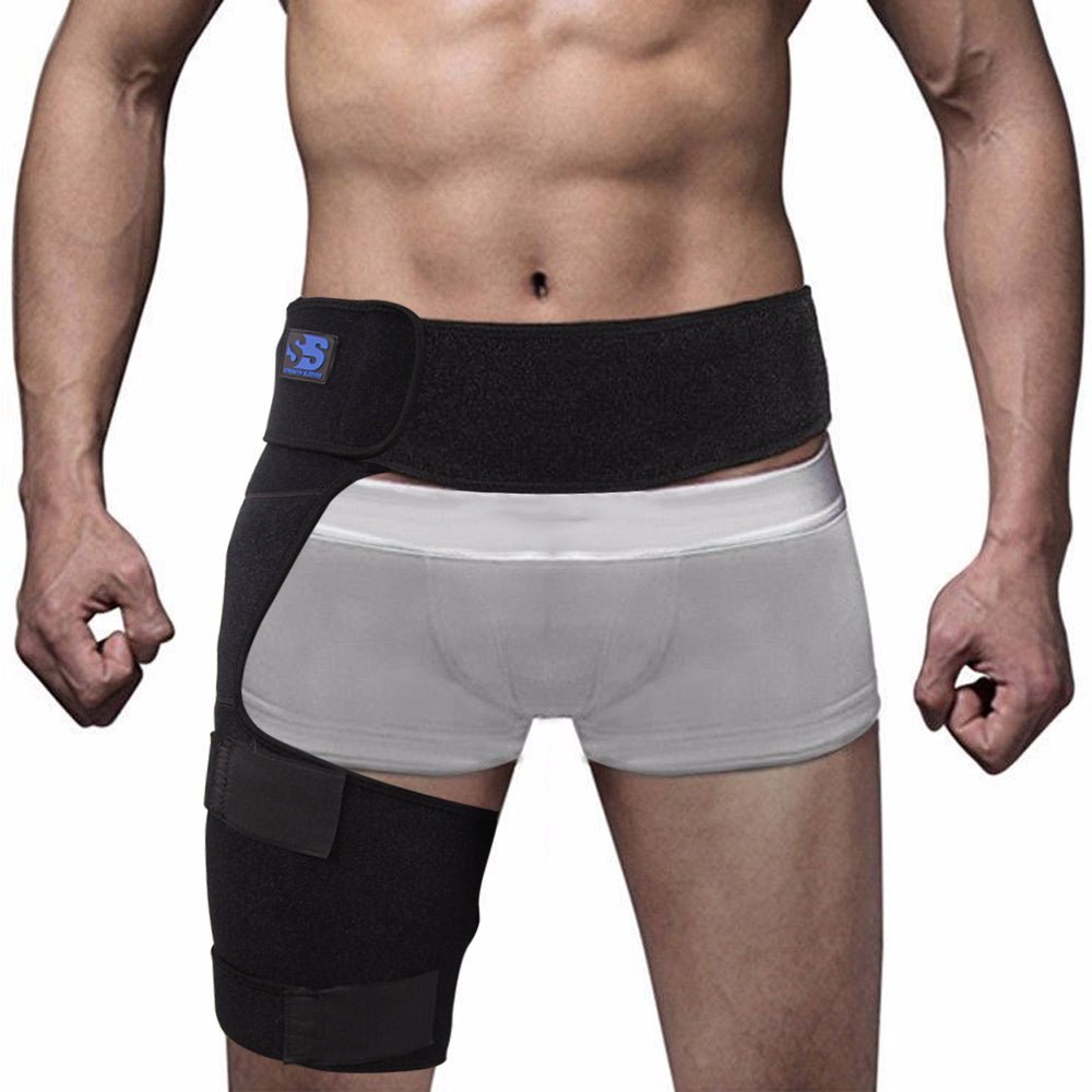 Hip & Groin Compression Wrap — Adjustable Neoprene Support Brace for Hip, Thigh & Hamstring
