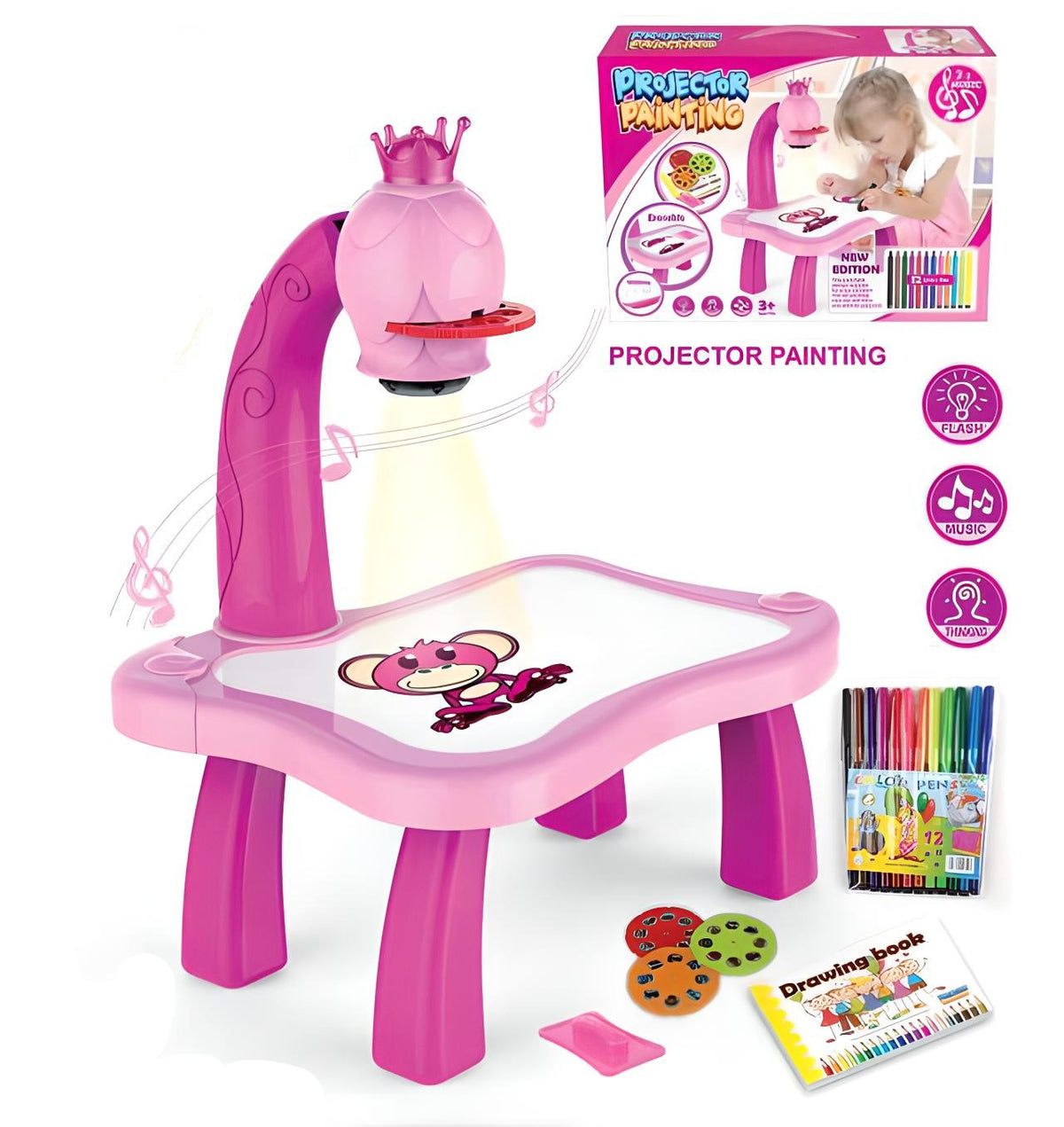 Projector Drawing Table - Kids Educational Learning Paint Tool Toy for Girls & Boys