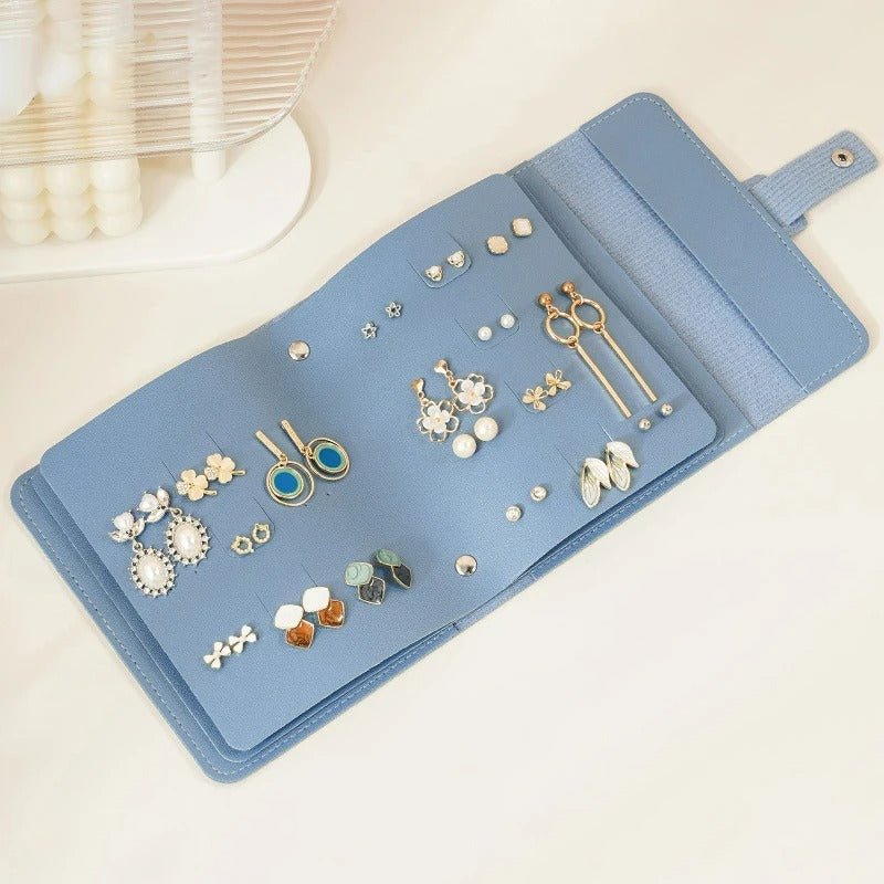 PU Leather Earrings Organizer Album – Ear Studs Holder, Storage Bag, Travel Jewelry Case