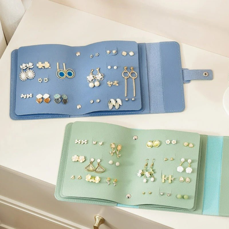 PU Leather Earrings Organizer Album – Ear Studs Holder, Storage Bag, Travel Jewelry Case
